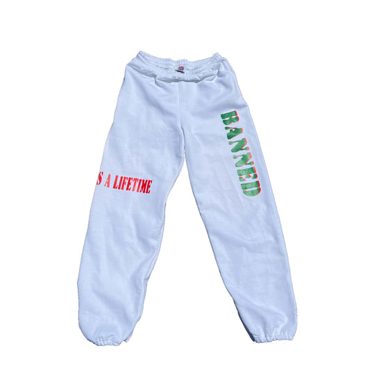 BANNED “Lifetime War” Sweatpants (White)