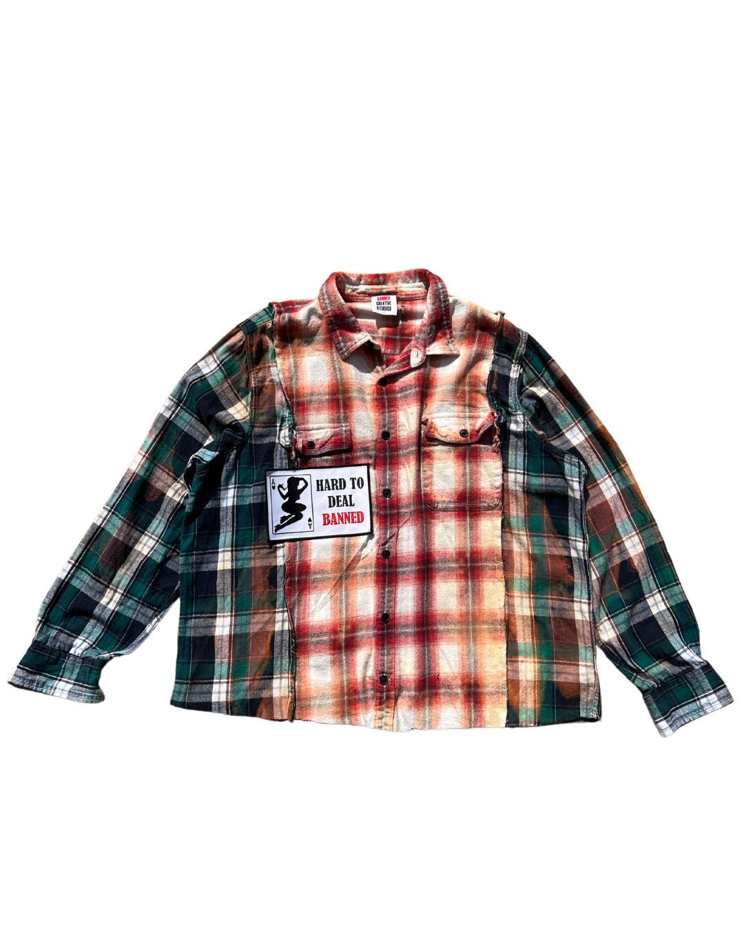 RUST AND THREAD PATCHWORK RHINESTONE FLANNEL