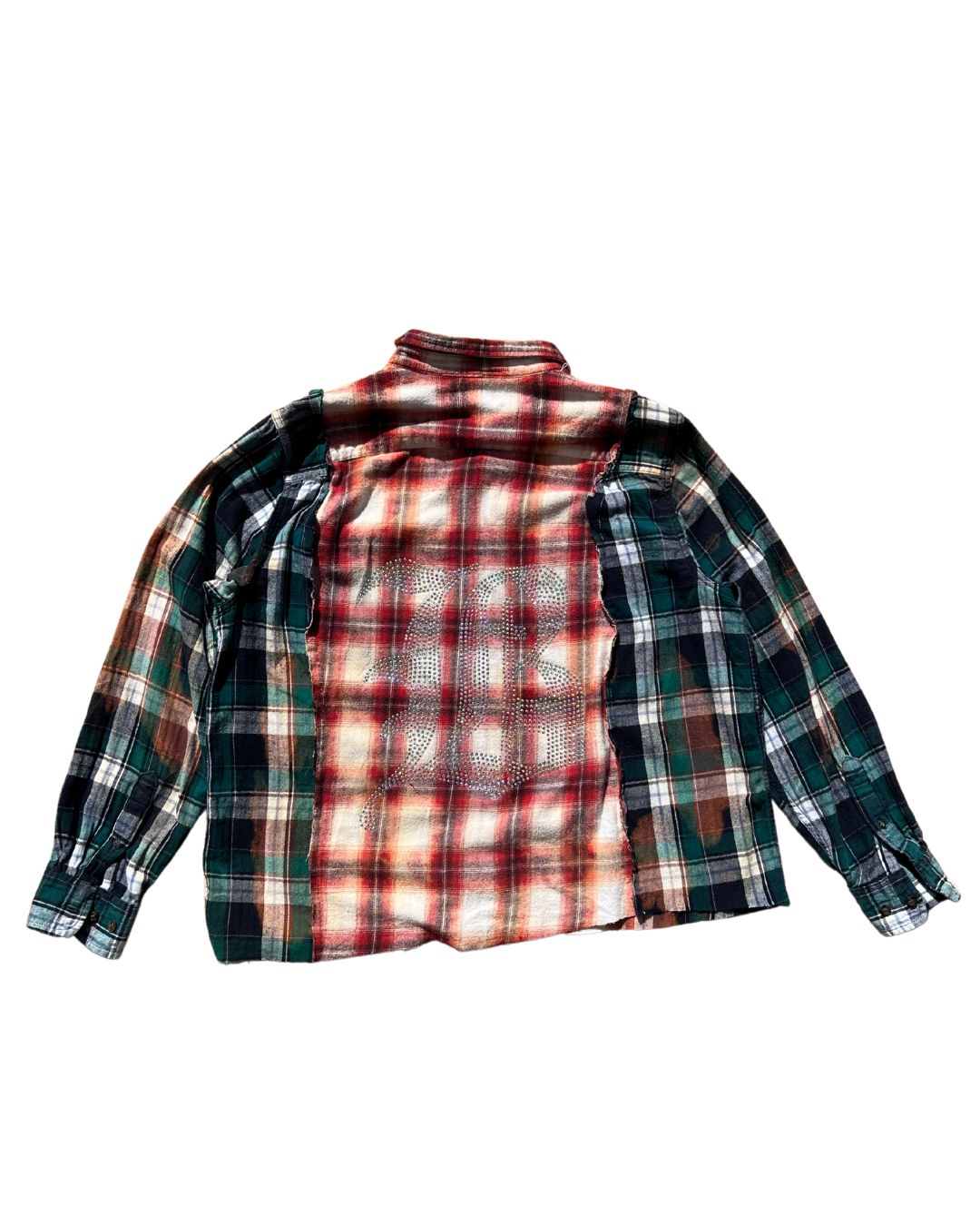 RUST AND THREAD PATCHWORK RHINESTONE FLANNEL