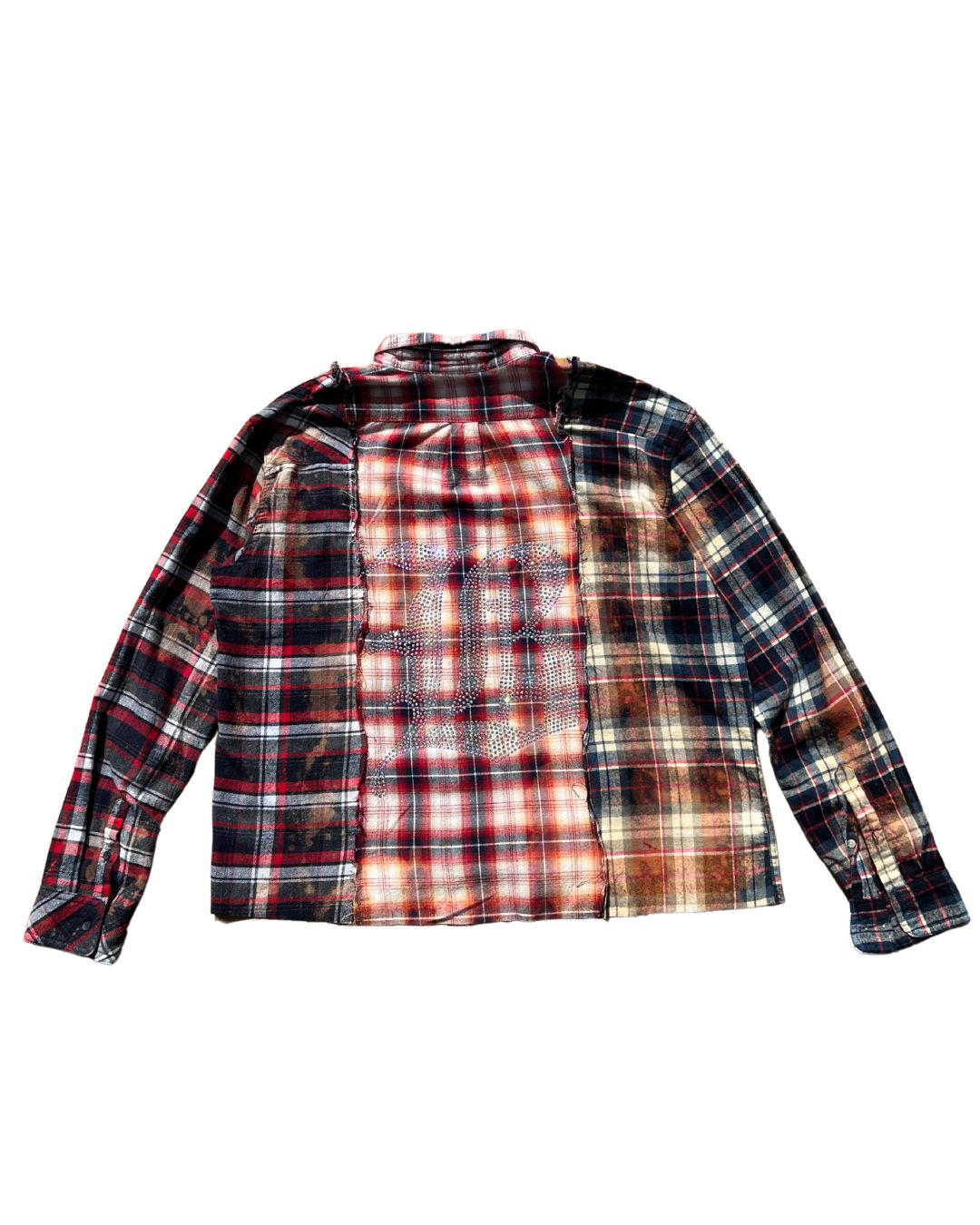 RUST AND THREAD BLEACHED RHINESTONE FLANNEL