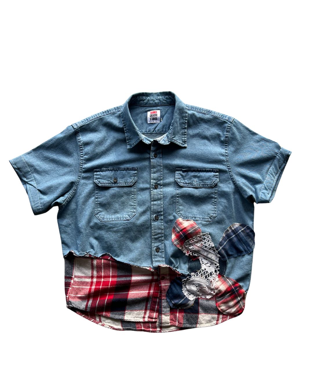 RUST AND THREAD FLOWER FLANNEL HYBRID DENIM SHIRT
