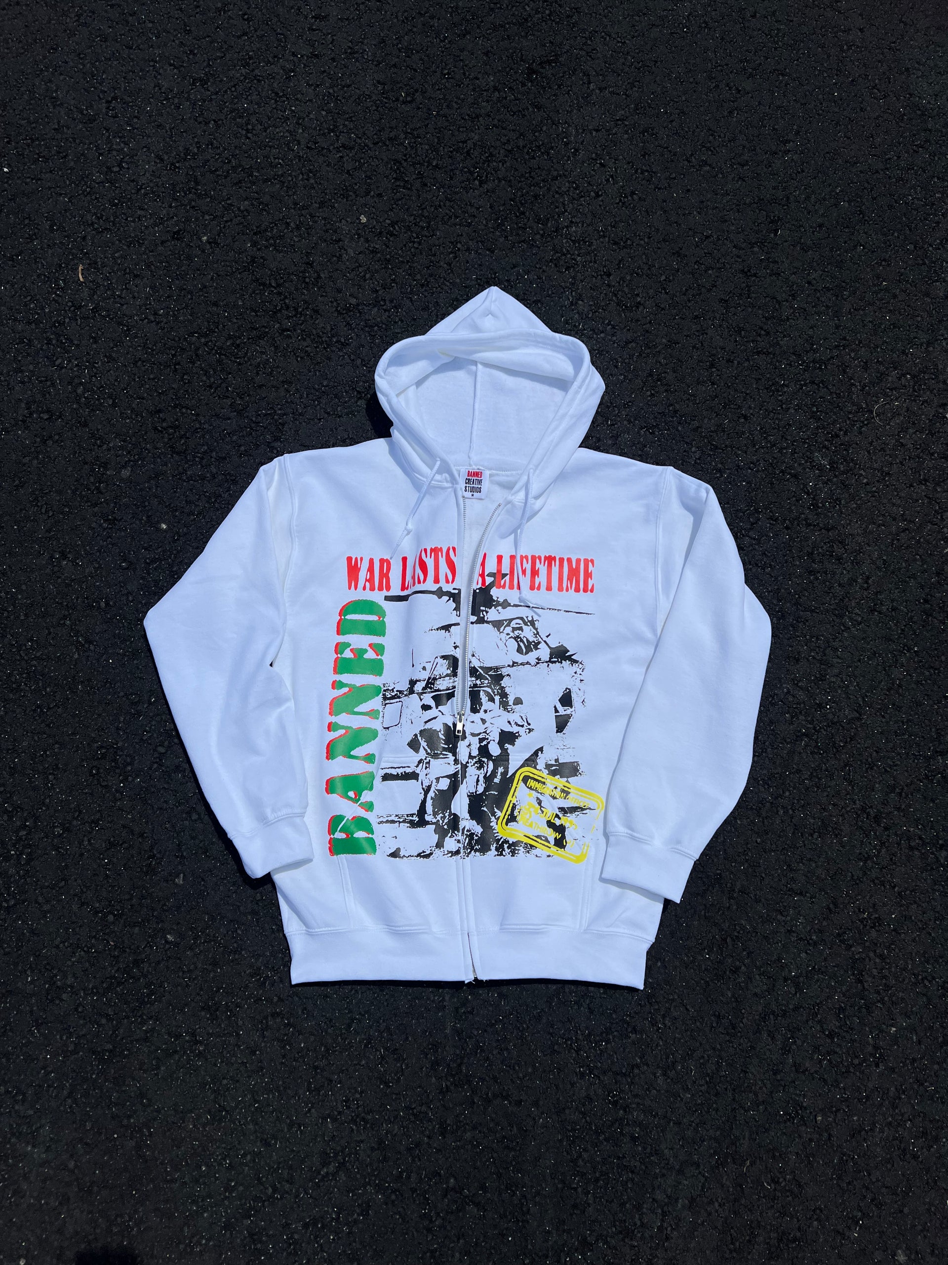 BANNED “Lifetime War” Hoodie (White)