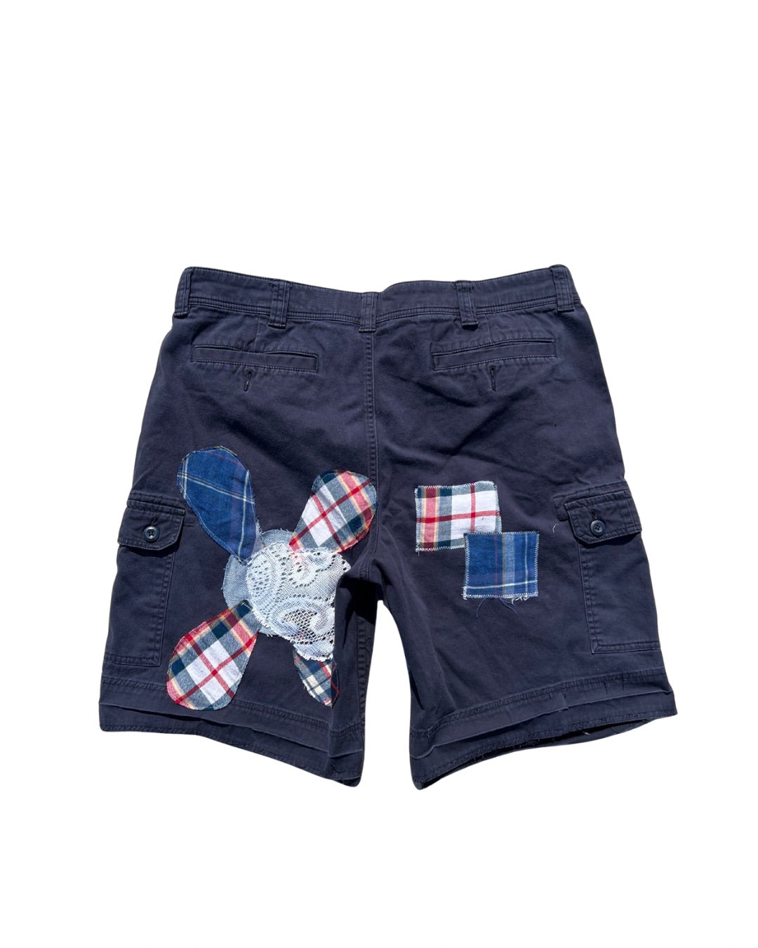 RUST AND THREAD FLORAL PATCHWORK CARGO SHORTS