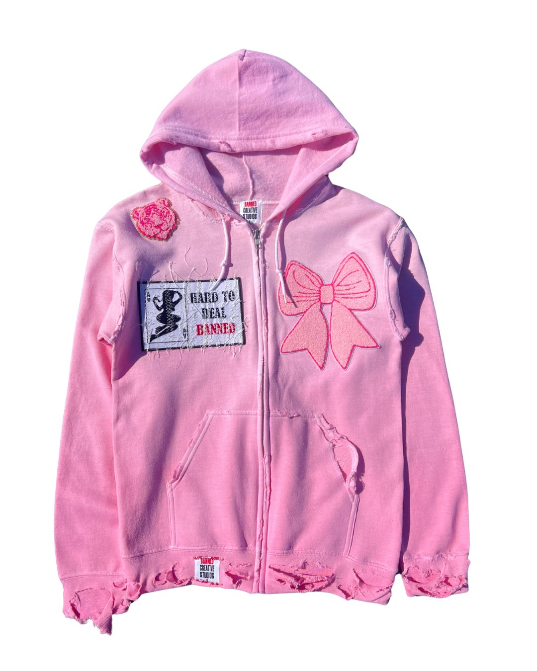 “HARD TO DEAL” PINK BOW HOODIE