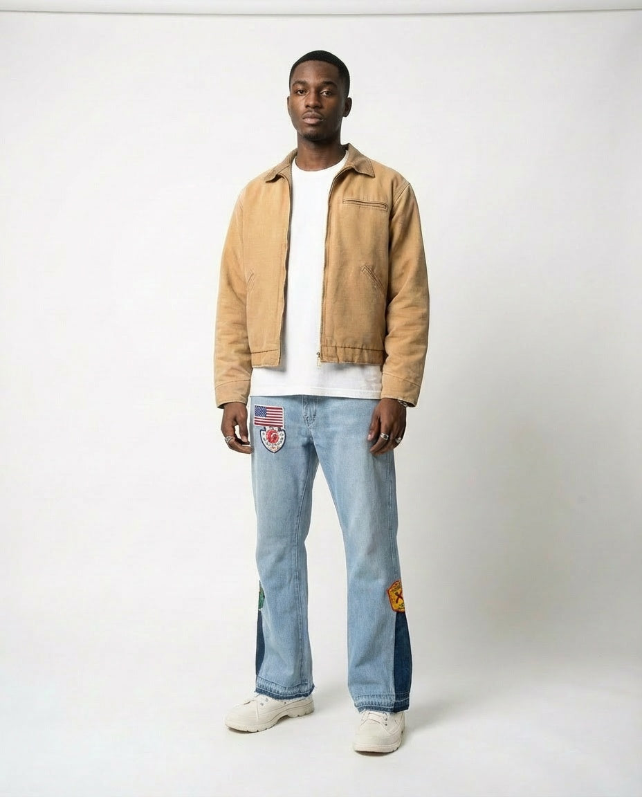 BANNED VARSITY PATCH DENIM LA FLARE 01